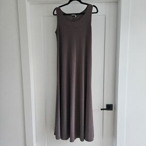 Sympli Taupe Sleeveless Midi Sheath Nu Tank Dress Size 8 Stretch